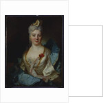 Portrait of a lady, wearing a white dress and a blue cloak by Nicolas de Largilliere