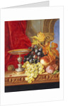 Grapes and a peach with a tazza on a table at a window by Edward Ladell