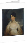 Portrait of a lady seated, half length, wearing a white dress by William Beechey