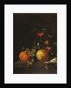 A Lemon, an Orange, Grapes, an Oyster, and a Glass of Wine on a Ledge by Cornelis de Heem