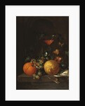 A Lemon, an Orange, Grapes, an Oyster, and a Glass of Wine on a Ledge by Cornelis de Heem