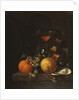 A Lemon, an Orange, Grapes, an Oyster, and a Glass of Wine on a Ledge by Cornelis de Heem