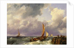 Shipping off a Jetty, 1852 by Hermanus the Younger Koekkoek