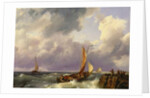 Shipping off a Jetty, 1852 by Hermanus the Younger Koekkoek
