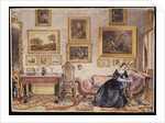 Interior of a Drawing Room with a Lady at her Writing Desk by William Henry Hunt