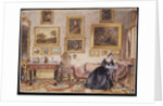 Interior of a Drawing Room with a Lady at her Writing Desk by William Henry Hunt