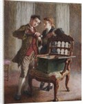 A Drawing Room Scene with an imposing open Armchair by Frederick Walker