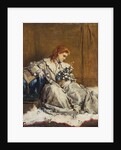 Daydream, Young Red-Headed Girl with Blue Ottoman by Alfred Emile Stevens