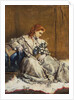 Daydream, Young Red-Headed Girl with Blue Ottoman by Alfred Emile Stevens