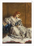 Daydream, Young Red-Headed Girl with Blue Ottoman by Alfred Emile Stevens