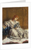 Daydream, Young Red-Headed Girl with Blue Ottoman by Alfred Emile Stevens