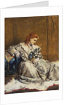 Daydream, Young Red-Headed Girl with Blue Ottoman by Alfred Emile Stevens