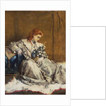 Daydream, Young Red-Headed Girl with Blue Ottoman by Alfred Emile Stevens