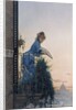 An Elegant Beauty on a Balcony looking out over Rome, with the Dome of St Peter in the Distance by Willem Johannes Martens