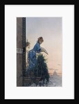 An Elegant Beauty on a Balcony looking out over Rome, with the Dome of St Peter in the Distance by Willem Johannes Martens