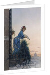 An Elegant Beauty on a Balcony looking out over Rome, with the Dome of St Peter in the Distance by Willem Johannes Martens