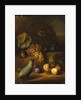 A Parrot with Grapes, Peaches and Plums in a Landscape by Tobias Stranover