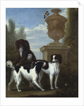 Three Spaniels by an Urn in a Wooded Landscape by John Wootton