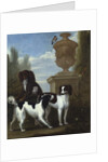 Three Spaniels by an Urn in a Wooded Landscape by John Wootton