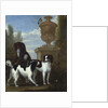 Three Spaniels by an Urn in a Wooded Landscape by John Wootton