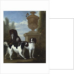 Three Spaniels by an Urn in a Wooded Landscape by John Wootton
