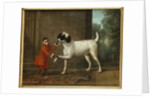 A Monkey wearing Crimson Livery dancing with a Poodle on the Terrace of a Country House by John Wootton