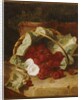 Raspberries in a Cabbage Leaf Lined Basket with White Convulvulus on a Stone Ledge, 1880 by Eloise Harriet Stannard