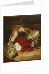 Raspberries in a Cabbage Leaf Lined Basket with White Convulvulus on a Stone Ledge, 1880 by Eloise Harriet Stannard