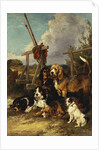 Otter Hounds by a Bridge - Tired Out, 1881 by John Emms