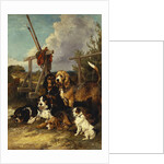 Otter Hounds by a Bridge - Tired Out, 1881 by John Emms