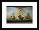 The English Fleet at Anchor with the Admiral's Ship signalling to the Vice and Rear Admirals of the White and Blue Squadrons by Peter Monamy