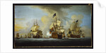 The English Fleet at Anchor with the Admiral's Ship signalling to the Vice and Rear Admirals of the White and Blue Squadrons by Peter Monamy