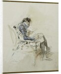 Gentleman seated in an Armchair reading a Book and smoking a Pipe by Giovanni Boldini