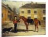 An Officer of the Dragoon Guards, Caribineers with his Mount in the Barrack's Stable Yard, 1839 by John Frederick Herring Snr