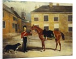 An Officer of the Dragoon Guards, Caribineers with his Mount in the Barrack's Stable Yard, 1839 by John Frederick Herring Snr