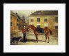 An Officer of the Dragoon Guards, Caribineers with his Mount in the Barrack's Stable Yard, 1839 by John Frederick Herring Snr