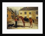 An Officer of the Dragoon Guards, Caribineers with his Mount in the Barrack's Stable Yard, 1839 by John Frederick Herring Snr