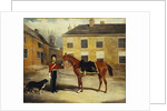 An Officer of the Dragoon Guards, Caribineers with his Mount in the Barrack's Stable Yard, 1839 by John Frederick Herring Snr