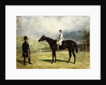 A Gentleman by his Racehorse with Jockey Up on a Racecourse, 1863 by Harry Hall