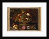 Grapes, Apples, a Peach and Plums in a Basket with Lily of the Valley by Balthasar van der Ast