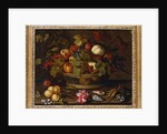Grapes, Apples, a Peach and Plums in a Basket with Lily of the Valley by Balthasar van der Ast