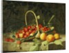 A Basket of Strawberries with Peaches on a Stone Ledge, 1856 by William Hammer