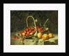 A Basket of Strawberries with Peaches on a Stone Ledge, 1856 by William Hammer