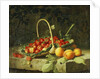 A Basket of Strawberries with Peaches on a Stone Ledge, 1856 by William Hammer