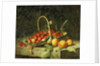 A Basket of Strawberries with Peaches on a Stone Ledge, 1856 by William Hammer