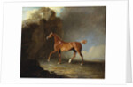 A Golden Chestnut Racehorse by a Rock Formation, 1800 by Benjamin Marshall