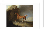 A Golden Chestnut Racehorse by a Rock Formation, 1800 by Benjamin Marshall