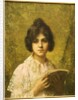 Young Woman holding a Book by Alexei Alexevich Harlamoff