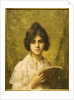 Young Woman holding a Book by Alexei Alexevich Harlamoff