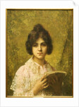 Young Woman holding a Book by Alexei Alexevich Harlamoff